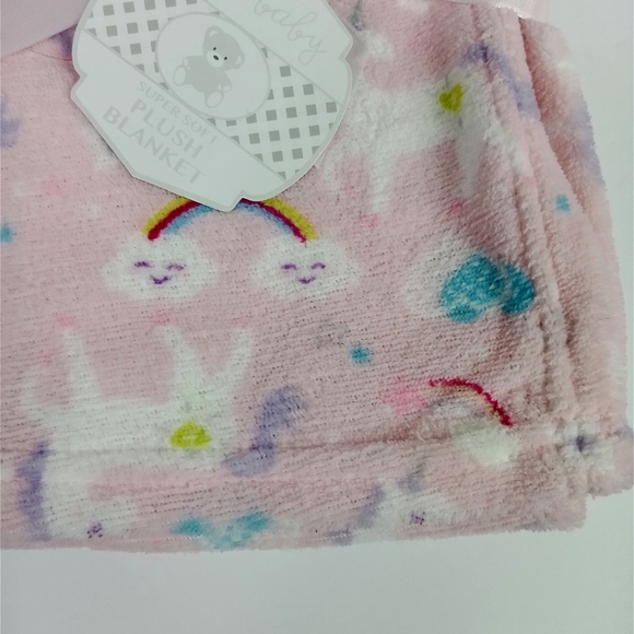 My Baby Girl Super Soft Pink Plush Blanket Unicorns 30 X 30 & Washcloth Bundle - Picture 4 of 8